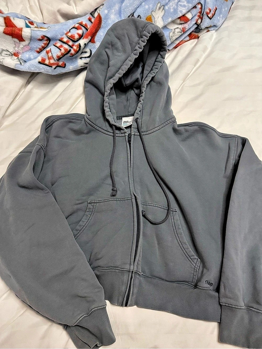 TNA Cozy Fleece Boyfriend Zip Hoodie Gray Size Large